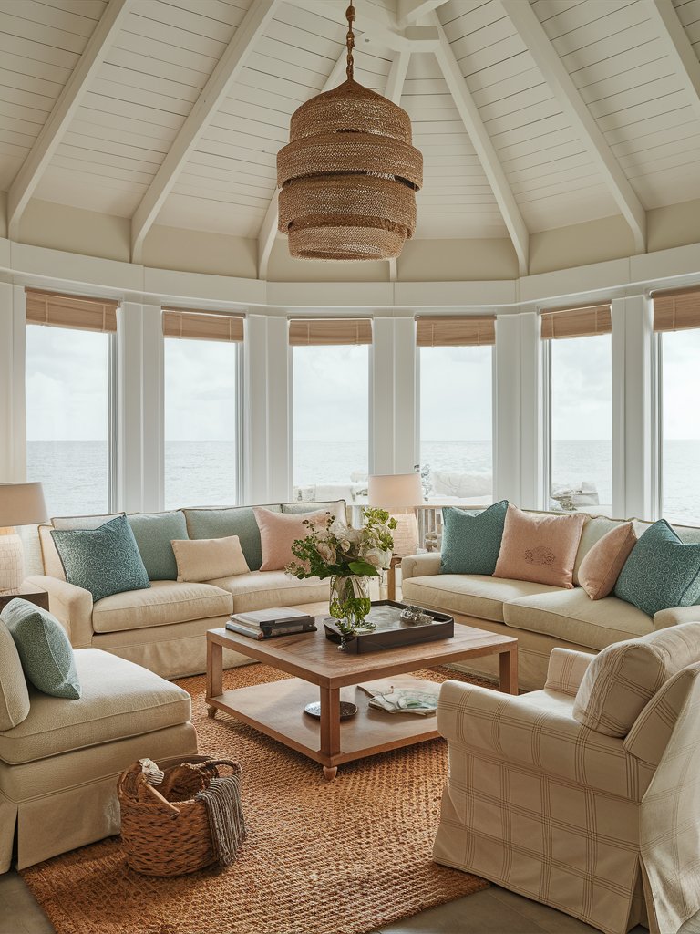 Arrange seating to encourage relaxation and socializing, with plenty of plush cushions.