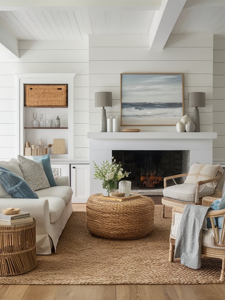  Layer different textures like woven baskets, soft linens, and rough wood for a dynamic look.