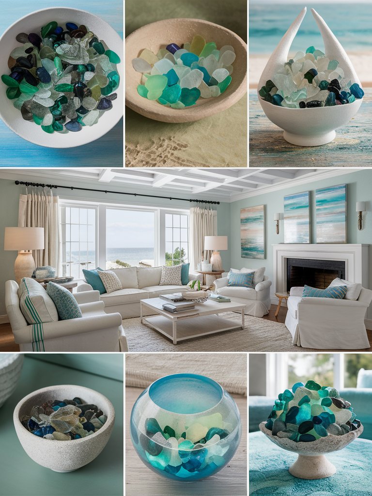 Use sea glass as decorative pieces in bowls or vases to add a touch of the sea