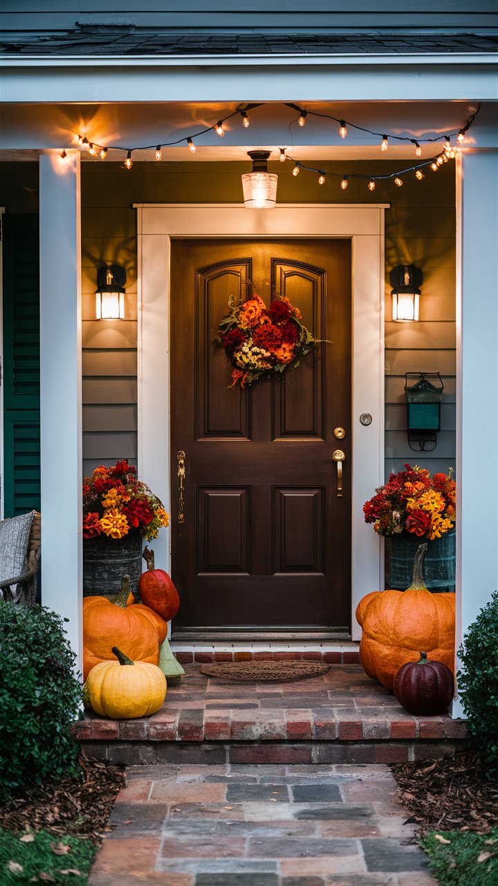 Add a strand of warm-toned string lights to illuminate your porch.