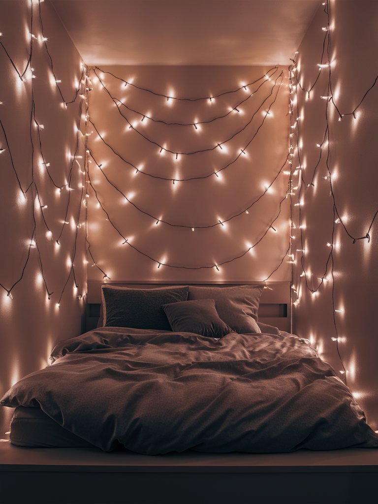  Add string lights for a soft, ambient glow. 