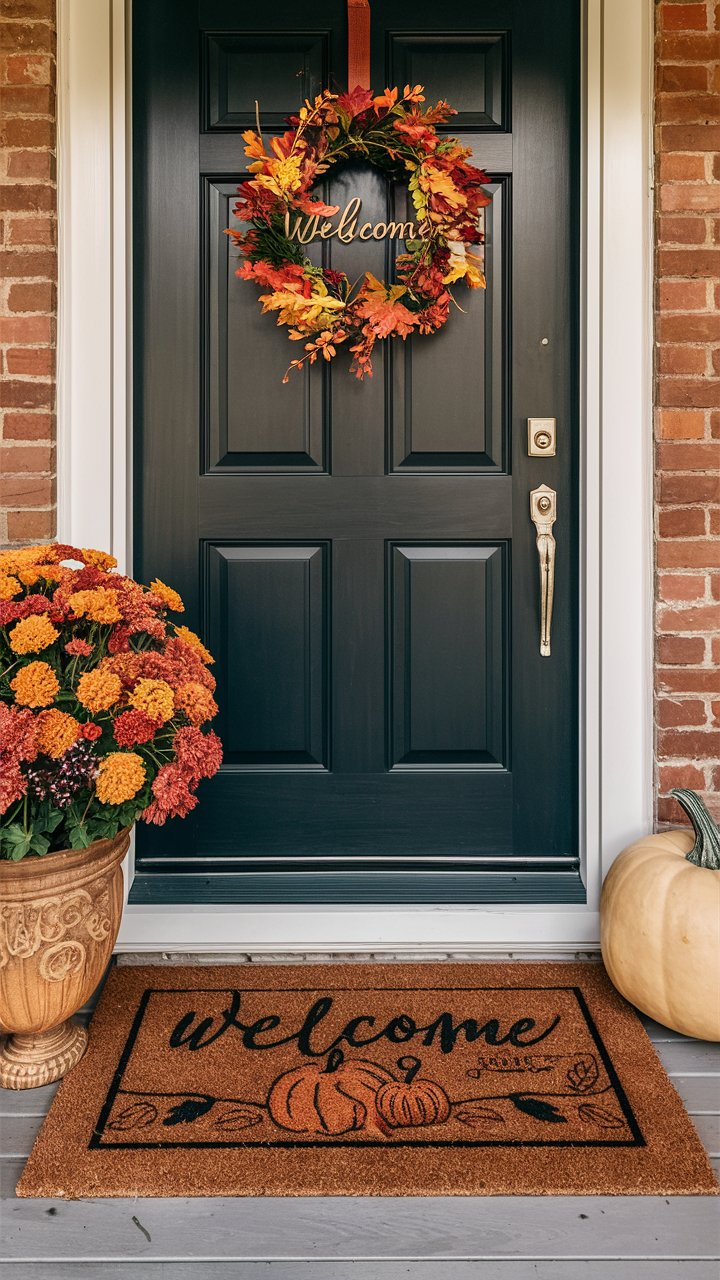 Find an affordable fall-themed welcome mat to greet your guests.