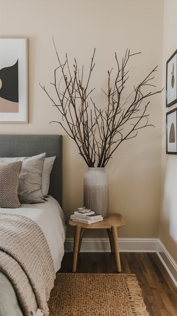 Place bare branches in a tall vase for a minimalist and natural fall accent.