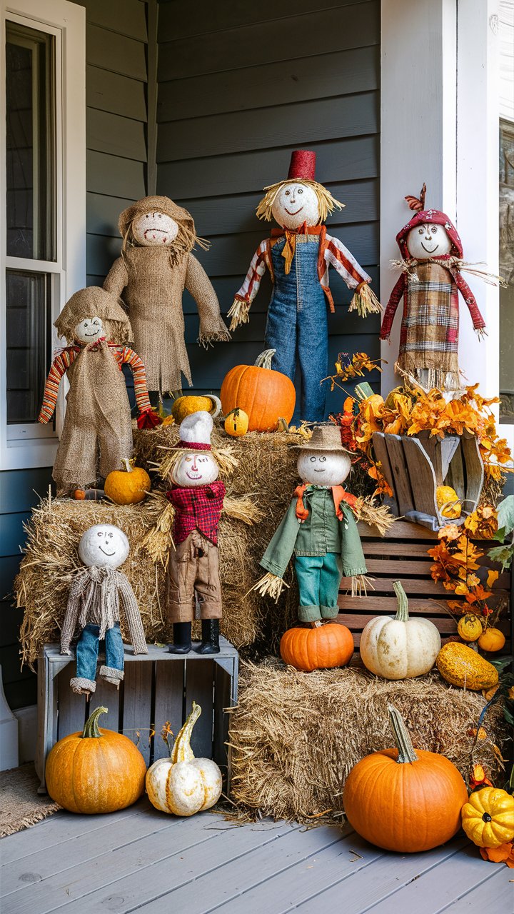 Small, budget-friendly scarecrows can add a fun element to your decor.