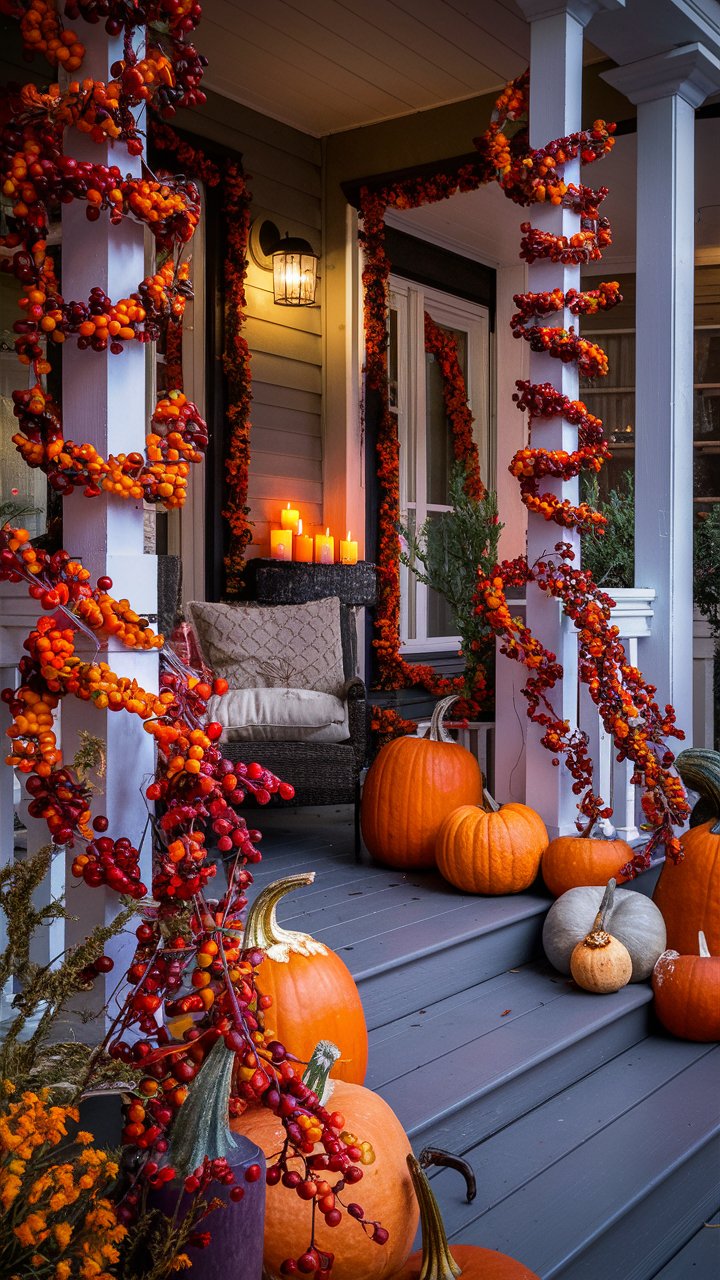 Use berry garlands to wrap around railings or door frames for added texture. 