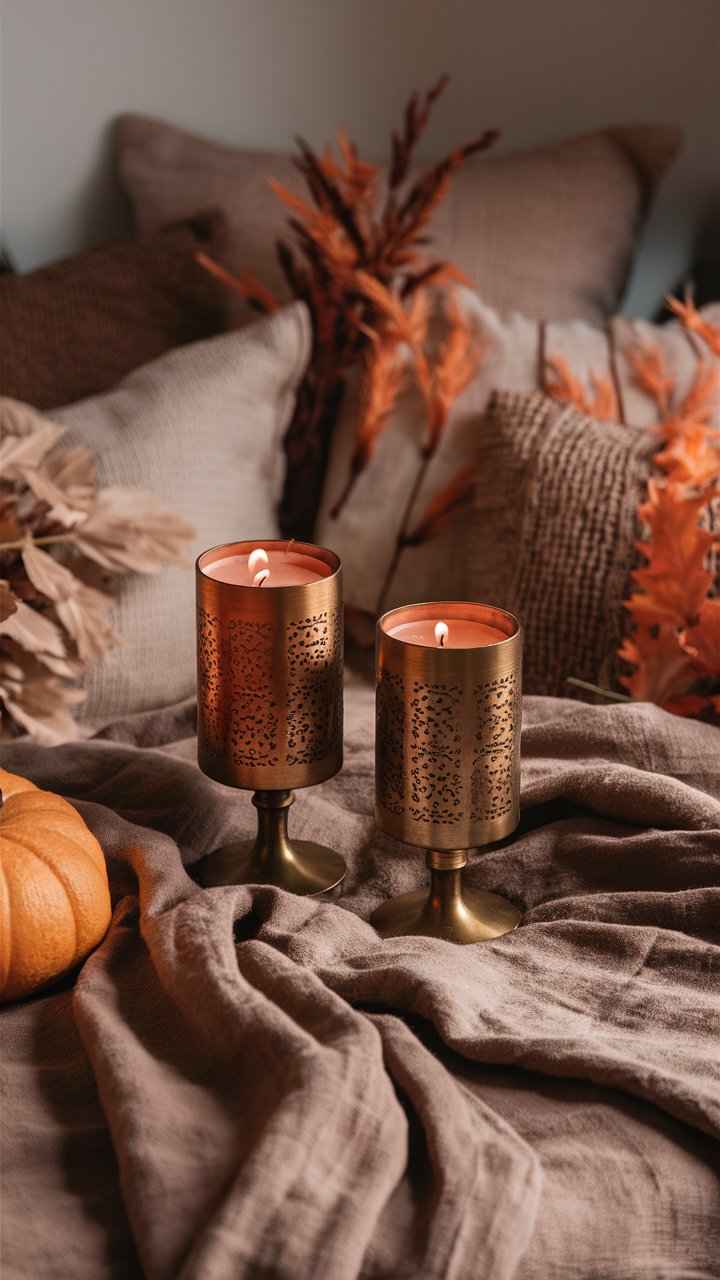 Use elegant, understated candle holders to add a warm glow.