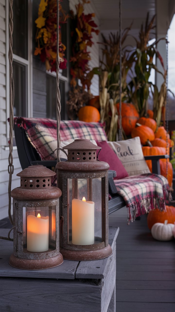 Use lanterns with LED candles to create a warm and inviting glow.