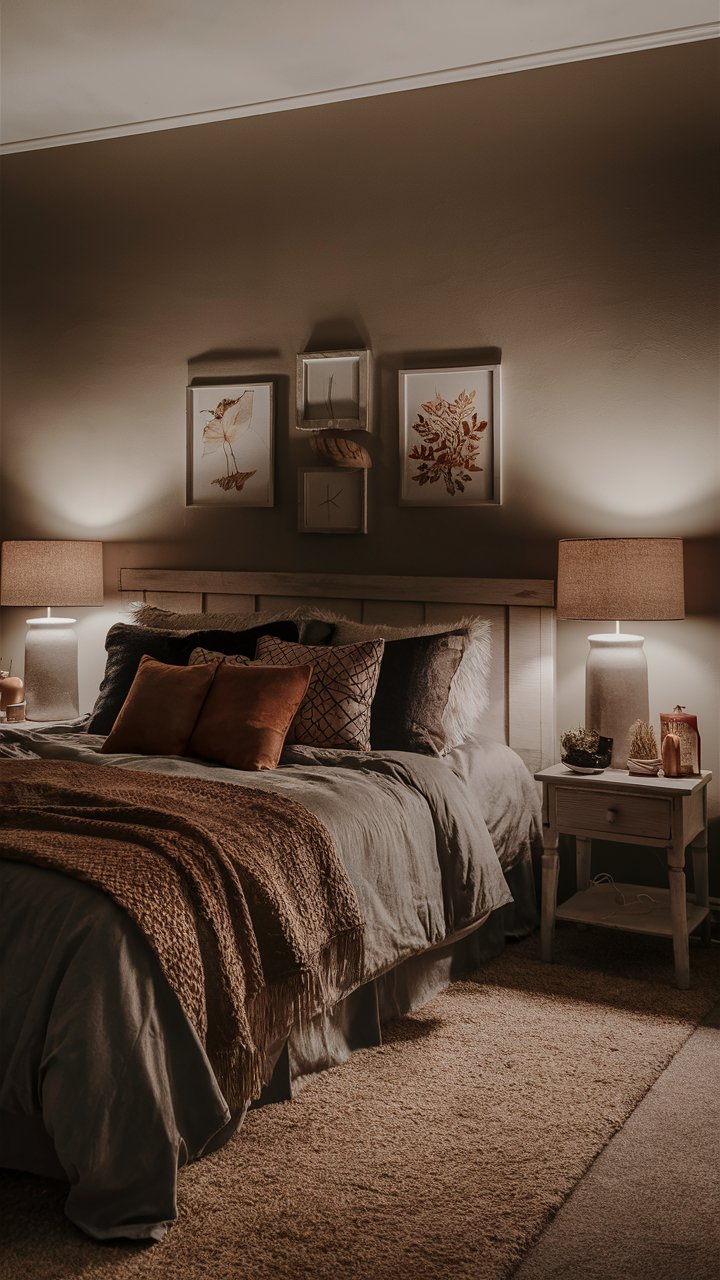 Use warm-toned string lights or table lamps to create a soft, inviting glow.